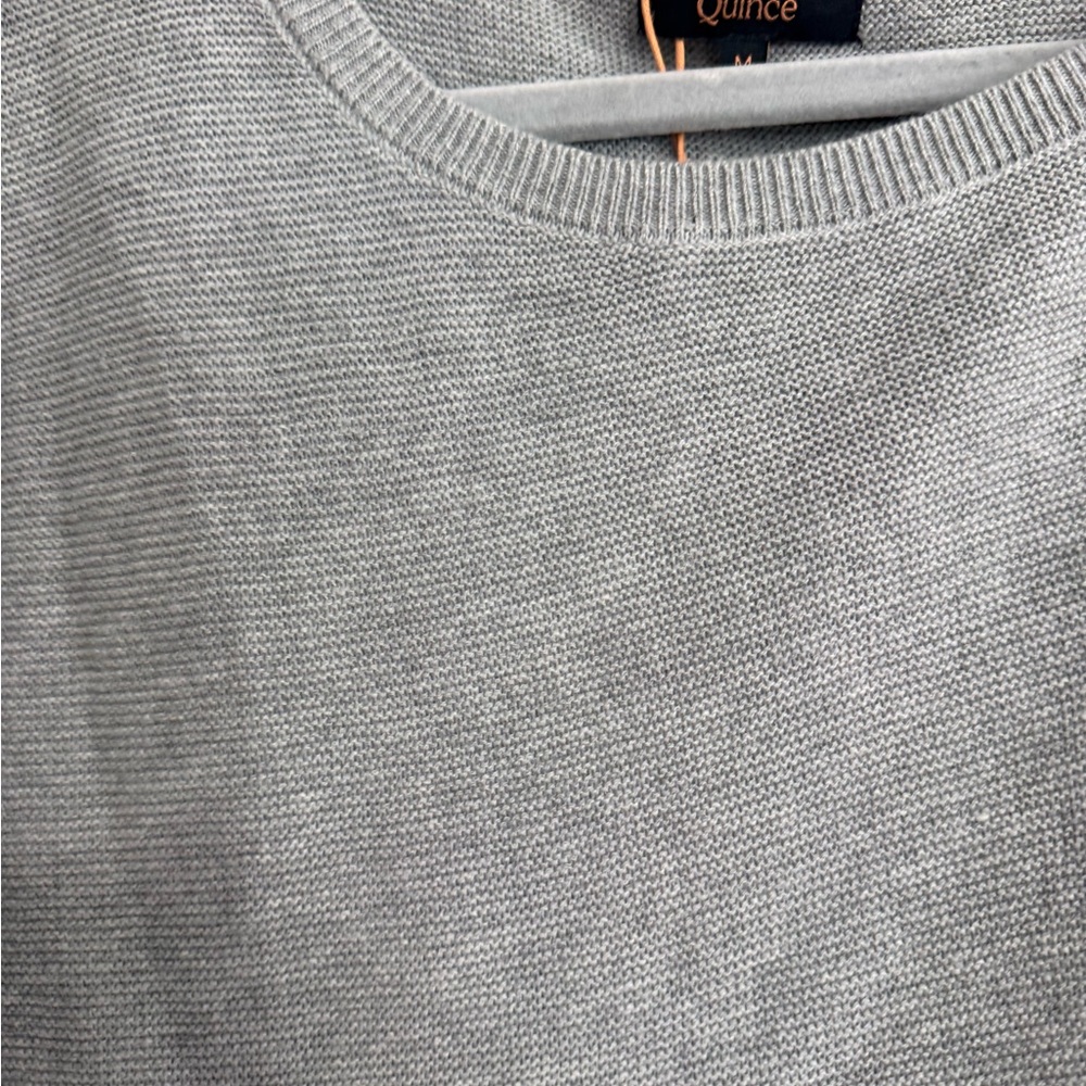 Quince Womens cotton cashmere link Short-Sleeve Sweater in Light Gray Brand New - Picture 5 of 5